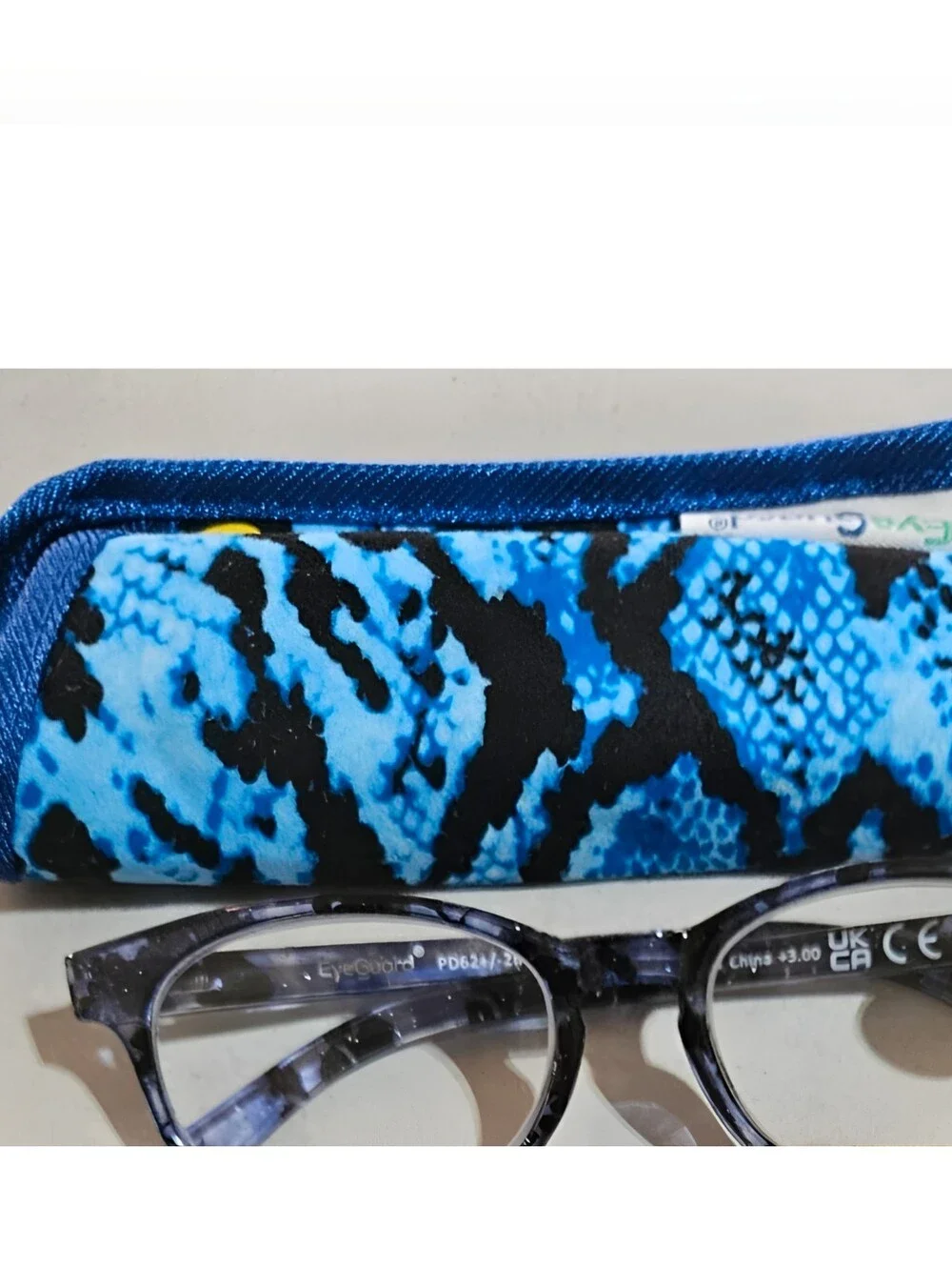 3 piece multicolor Leopard print reading glasses w/sleeve. +3.00
